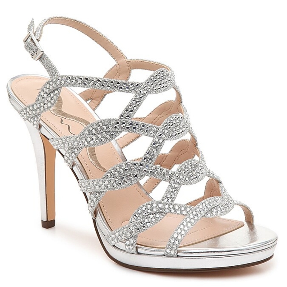NINA Roisin-YG silver glitter sandal size 8.5